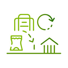 Landfill reduction icon with recycling and eco-friendly waste management concept illustration