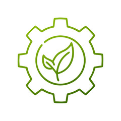 Leaf in gear icon with eco-friendly technology and sustainability concept illustration