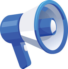 Blue and white megaphone announcer vector