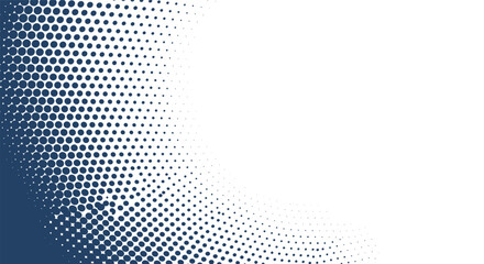 Abstract blue dot pattern spreading across white background with diagonal gradient effect
