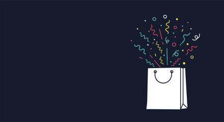 Celebrating joy with a festive burst of confetti from an open gift bag