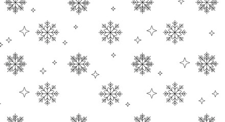 Beautiful snowflakes falling gently onto a white canvas for winter holiday decorations and designs