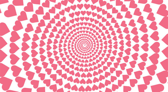 Hypnotic pink heart spiral pattern for romantic visual experiences