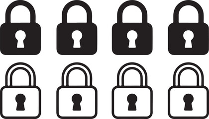 Black padlock icons arranged in two rows security protection