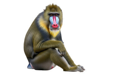 Isolated Mandrill Monkey Sitting