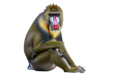 Isolated Mandrill Monkey Sitting