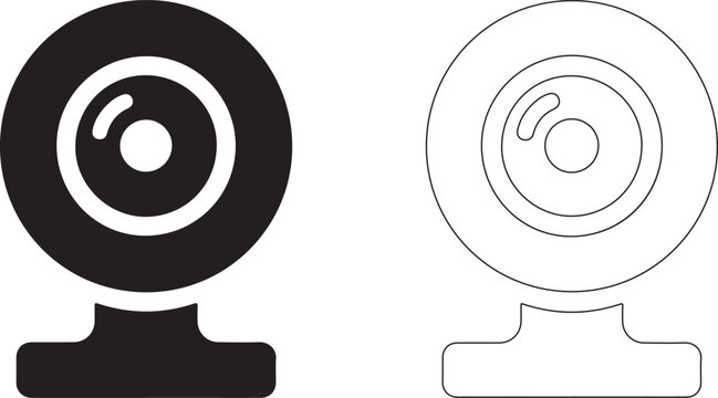 Rounded Webcam Silhouette Logo On White Background For App Design
