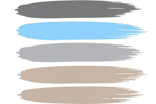 Layered Brush Strokes Stack in Sky Blue, Grey, and Taupe, Transparent Background