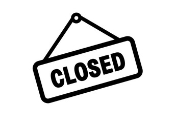 Obraz premium A black and white image of a closed sign hanging by a string on a white background image