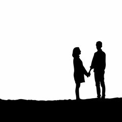 Elegant Couple Holding Hands &ndash; Love Silhouette
