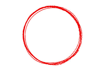 Rounded thin line red crayon frame element