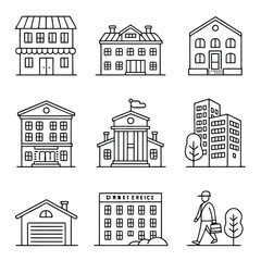 Comprehensive real estate line icon bundle