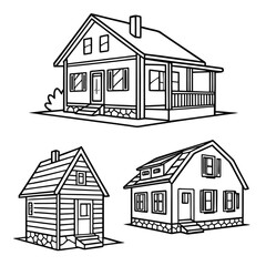 Minimal set of small home and cottage icons