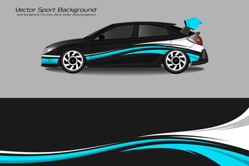 Obraz premium Abstract background for racing Sport Car Wrap design and vehicle livery in blue color combinations EPS 10