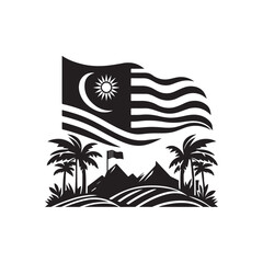 Obraz premium Flag Day Silhouette Vector Illustration, Solid White Background.