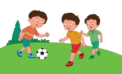 Children playing football in the garden