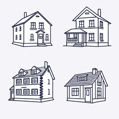 Minimalist outline icons for residential properties