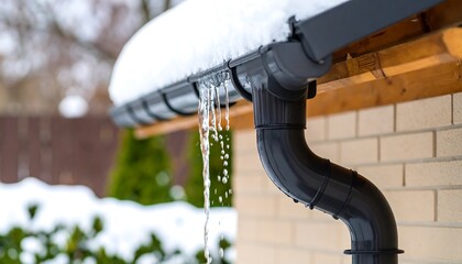 Melting snow dripping from a gutter