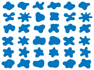 Set of Abstract Blob Shapes for Graphic Design. Organic shapes collection for modern design projects and branding materials, abstract black, blue and red elements on white background.