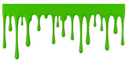 Green paint drips on a white background