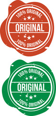 100% Original Red and Green Round Stamp Seal Typography Vector design