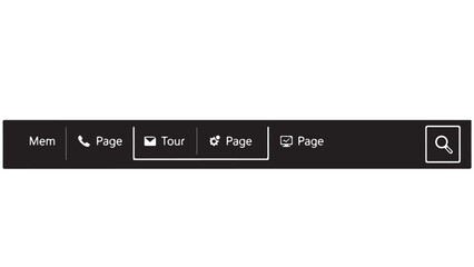 Black navigation bar with white icons and text, for website or application interface design