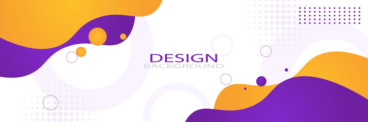 abstract banner background with fluid shapes in purple and orange color, modern design eps10