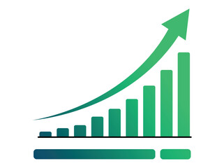 Green Growing Trend Chart Icon for Business Success. Witness exponential growth with this vibrant green chart showing upward success and positive trend. 
