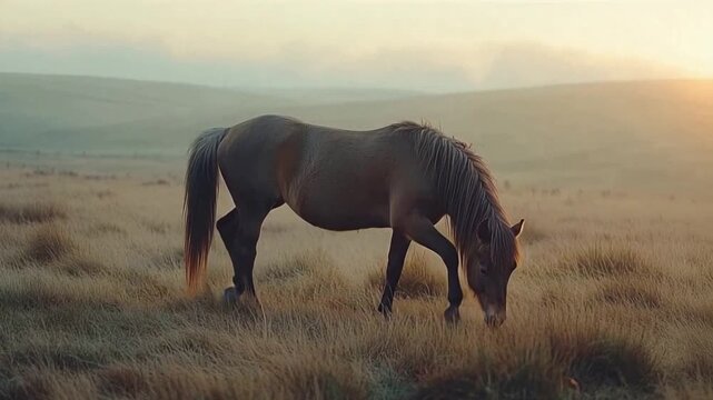 wild pony on exmoor moorlands english landscape video