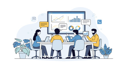 Business Meeting Analyzing Financial Data and Company Growth Strategies for Future Success