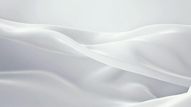 White translucent silk fabric weightlessly slow motion, ethereal white void, elegant soft waves, backlit warm light, luxury minimalist ambient particles, cinematic slow motion, 4K video