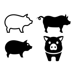 Black pig collection set with cartoon farm theme