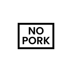 No pork sign with pig symbol for caution food label