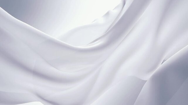 White translucent silk fabric weightlessly slow motion, ethereal white void, elegant soft waves, backlit warm light, luxury minimalist ambient particles, cinematic slow motion, 4K video