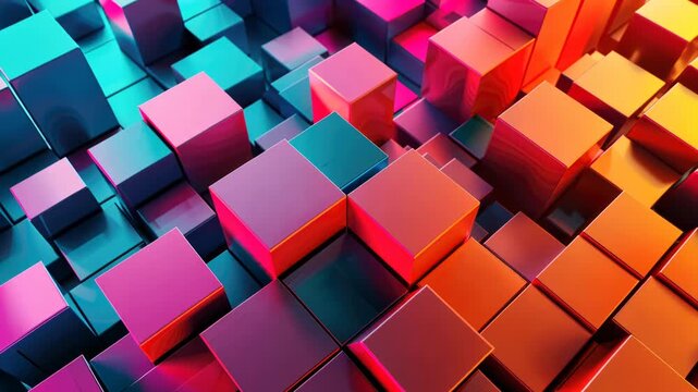 Experience the energy with bold, interlocking shapes and vibrant colors in this modern 3D background. 3d background abstract