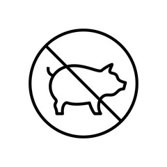 No pork sign with pig symbol for caution food label