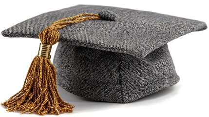 Gray graduation cap with gold tassel.