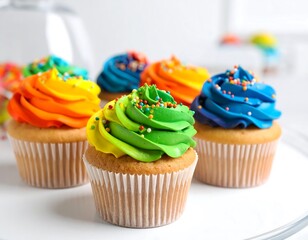Colorful cupcakes on a platter