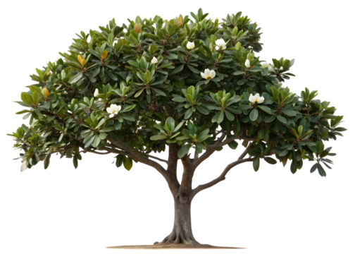 Money tree with green leaves on transparent background