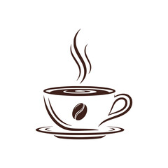 Fototapeta premium Logo of a Coffee Cup with a Coffee Bean in the Middle