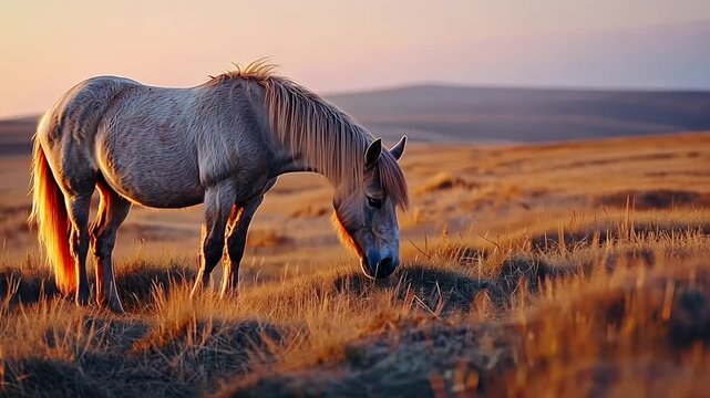 wild pony on exmoor moorlands english landscape video