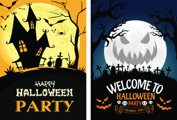 Halloween flyer templates vector bundle set.
