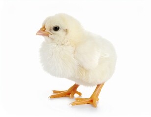Fototapeta premium Cute Yellow Chick Standing on White Background