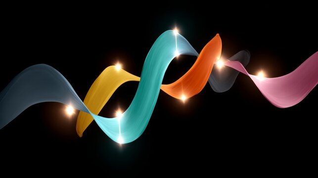 Colorful, glowing wave of light with a black background. The colors are bright and vibrant, creating a sense of energy and excitement. The wave appears to be moving and flowing