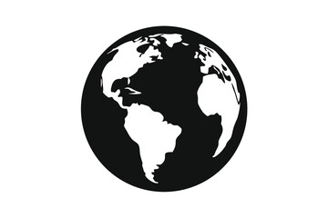 Fototapeta premium Stylized Black and White Globe Illustration Depicting North and South America for Global Concepts and Themes