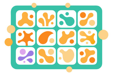 Grid Of Tiles With Organic Blob