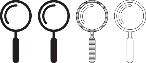 Four magnifying glass icons search graphic