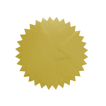 Blank Gold Sticker or Badge Template &ndash; Starburst Design for Label, Tag, and Promotional Use PNG