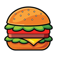Burger Vector Isolated Illustration on White Background

