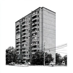 Fototapeta premium Monochromatic high-rise apartment building